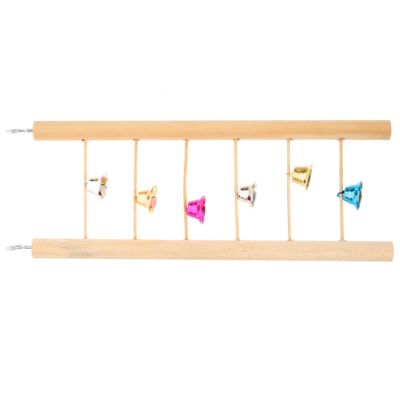 Gadpiparty Wooden Bird Ladder with Bells for Budgerigars, Cockatiels and Parrots