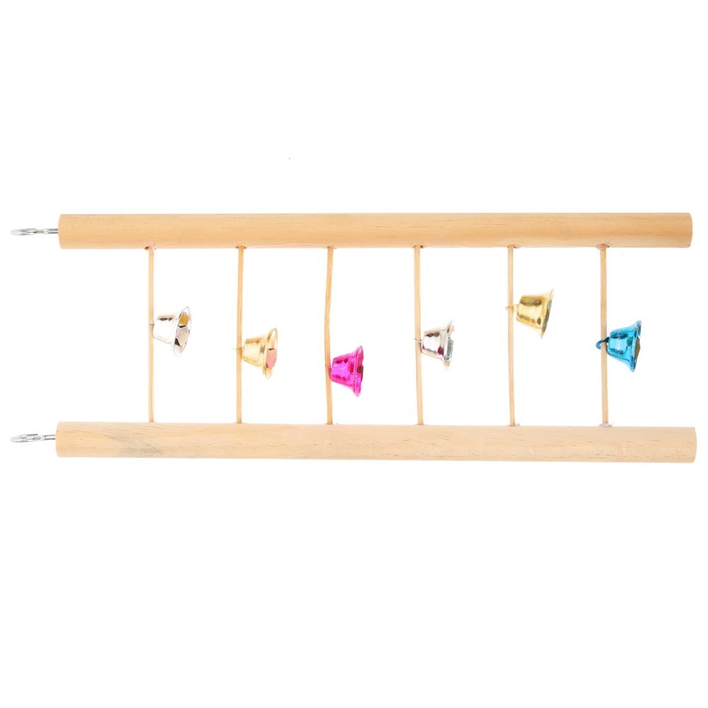 Gadpiparty Wooden Bird Ladder with Bells for Budgerigars, Cockatiels and Parrots
