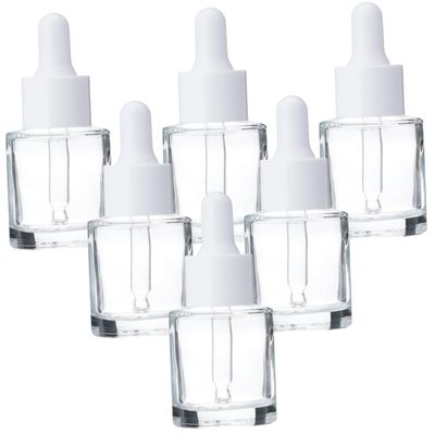 6 20 mL Glass Dropper Bottles with Pipettes and Caps, Refillable