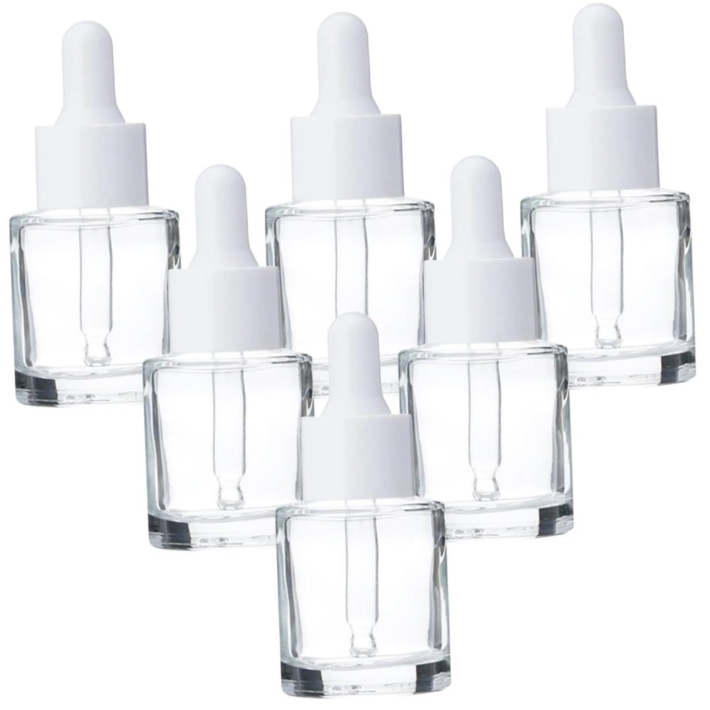 6 20 mL Glass Dropper Bottles with Pipettes and Caps, Refillable