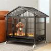 Sturdy Dog Crate on Wheels with Locks and Removable Tray for Medium and Large Dogs, Indoor and Outdoor Use view 1