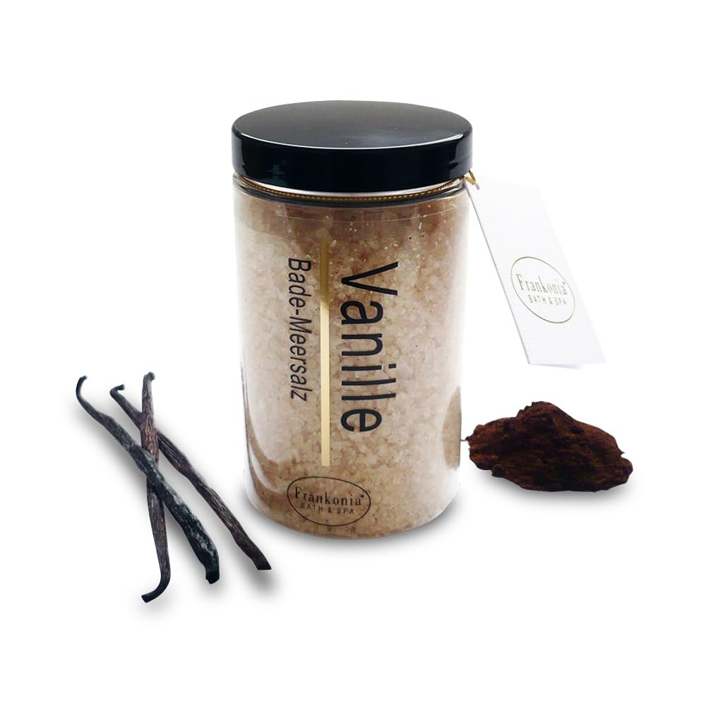 Frankonia BATH & SPA Vanilla Bath Salt with Dead Sea Salt, Real Vanilla, 450 g, Vegan