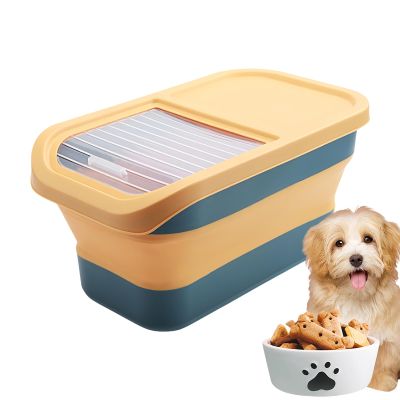Foldable Dog Food Storage Container with Lid and Wheels