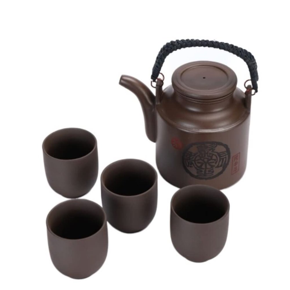 HDICUHNANU Handmade Chinese Yixing Clay Tea Set with Teapot and 4 Cups