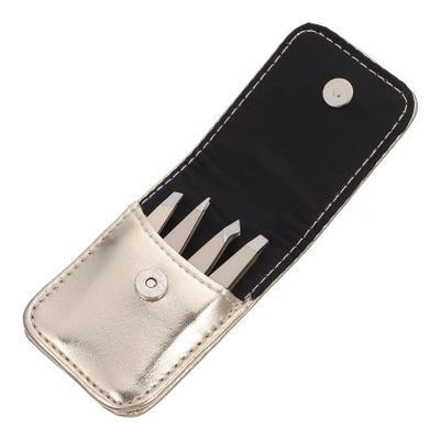 Alipis 4-Piece Stainless Steel Eyebrow Tweezer Set with Mini Eyebrow Clips