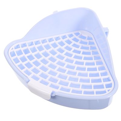 KOMBIUDA Triangular Plastic Rabbit Litter Box with Removable Grate