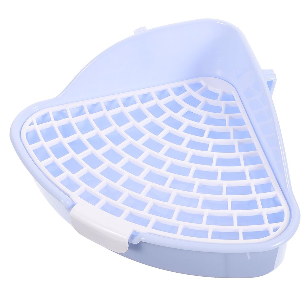 KOMBIUDA Triangular Plastic Rabbit Litter Box with Removable Grate