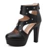 KKdhsfy Women's Platform High Heels with Zipper and Block Heel, Black, EU 40 view 1