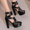 KKdhsfy Women's Platform High Heels with Zipper and Block Heel, Black, EU 40 view 2