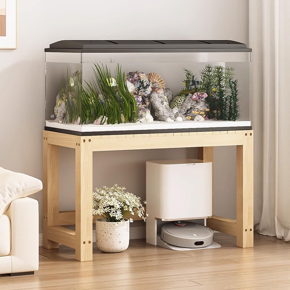 QUEMZAR Aquarium Stand, Aquarium Cabinet 120 x 50, High Load Capacity, Stand for Turtle Tanks and Reptile Terrariums, Brown Wood Color, 90 x 30 x 50 cm