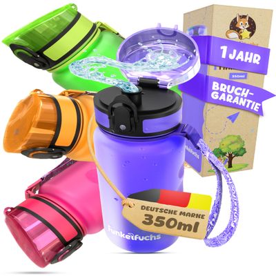 Funkelfuchs Kids’ Water Bottle, 350 ml, Purple, Carbonated-Drink Compatible