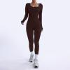 Caxndycing Women's Long-Sleeve Sport Yoga Jumpsuit with Front Zipper view 2