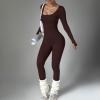 Caxndycing Women's Long-Sleeve Sport Yoga Jumpsuit with Front Zipper view 4