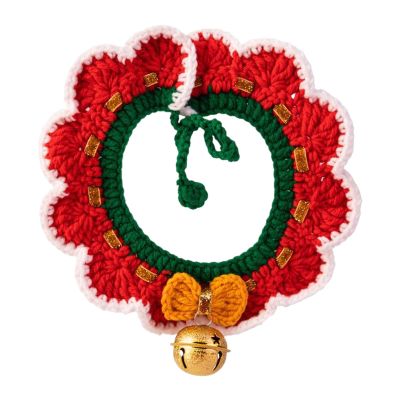 Navidea Christmas Pet Scarf, Festive Knitted Collar