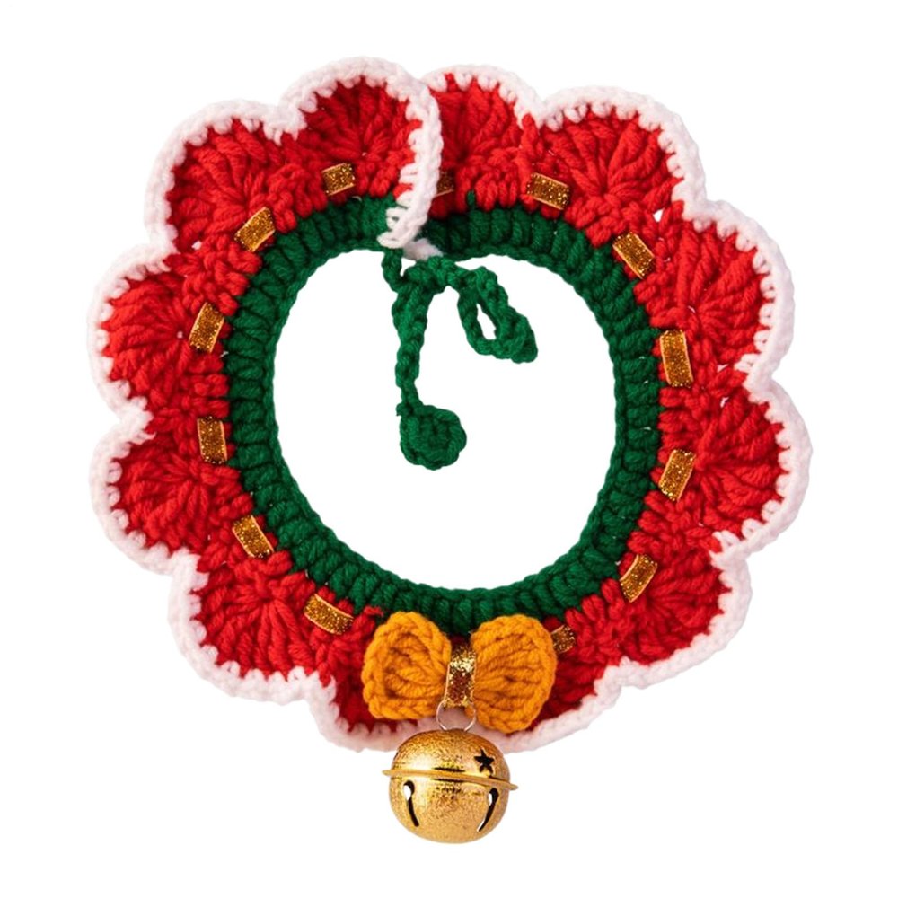 Navidea Christmas Pet Scarf, Festive Knitted Collar
