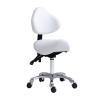 FXLUHAY Adjustable Saddle Stool with Wheels and Backrest, White view 1