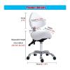 FXLUHAY Adjustable Saddle Stool with Wheels and Backrest, White view 2