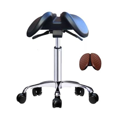 FXLUHAY Saddle Chair, Split Rolling Stool, Professional Saddle Stool for Dental Clinics and Beauty Salons, 360° Swivel Wheels, Height-Adjustable (52–70 cm / 20.5–27.5 in)