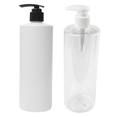 STOBAZA 2-Pack 500 ml Refillable Pump Bottles, Odorless Lotion Dispensers, Reusable, Transparent and White