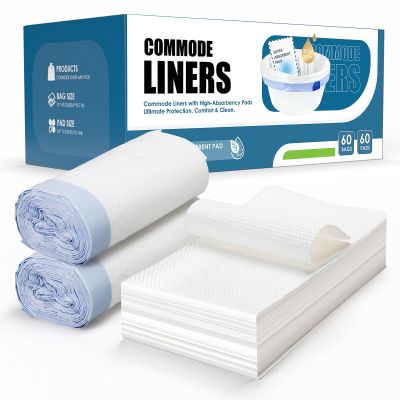 Toilet Liners with Absorbent Pads, 60 Count