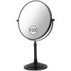 KEYQEEN Freestanding Makeup Mirror, 360° Rotating Double-Sided 1x/10x Magnifying Mirror with Stand, Black, 6 Inch view 1