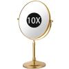 KEYQEEN Freestanding Cosmetic Mirror, 360° Rotating, Double-Sided 1x/10x Magnifying Mirror with Stand, Gold, 8 Inch view 1