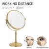 KEYQEEN Freestanding Cosmetic Mirror, 360° Rotating, Double-Sided 1x/10x Magnifying Mirror with Stand, Gold, 8 Inch view 2