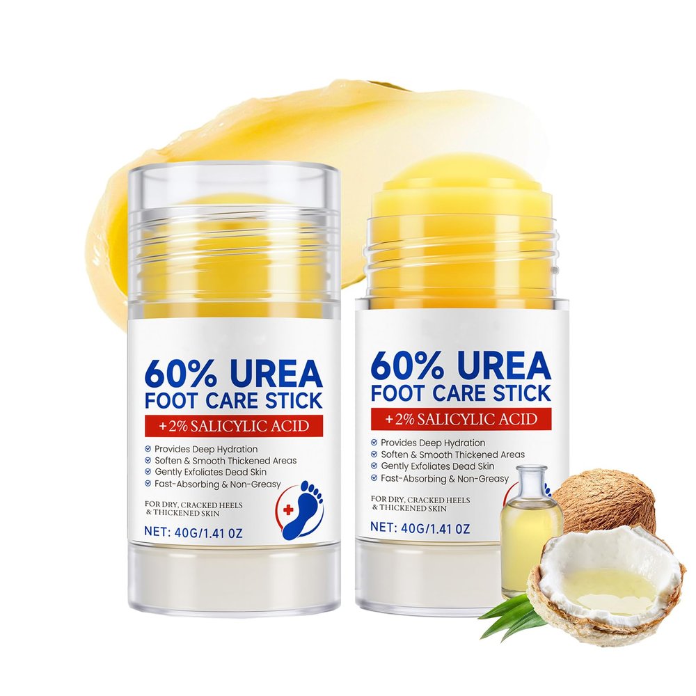 2-Pack 60% Urea Foot Cream Stick, Hydrating & Anti-Cracking