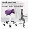FXLUHAY Adjustable Saddle Stool with Wheels, PU Leather, Purple view 3