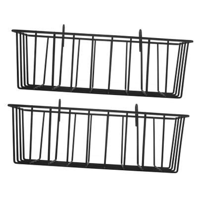 2-Pack Black Metal Hay Racks for Rabbit Cages with Hooks
