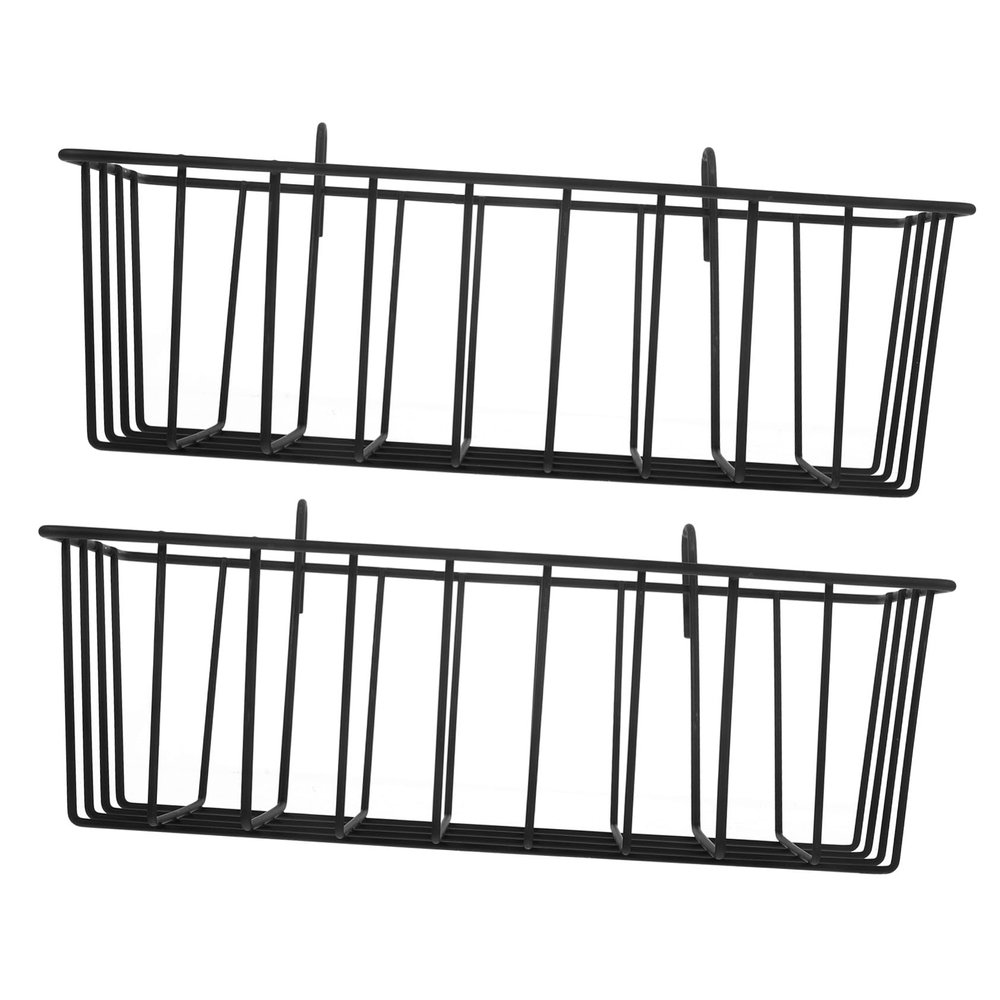 2-Pack Black Metal Hay Racks for Rabbit Cages with Hooks