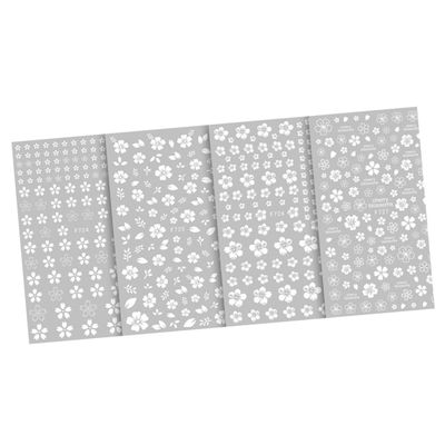STOBAZA Self-Adhesive 3D Sakura Blossom Nail Art Paper Stickers, 4 Sheets with Stylish Floral Patterns, 10 Times Thicker than Stickers for Nail Salons