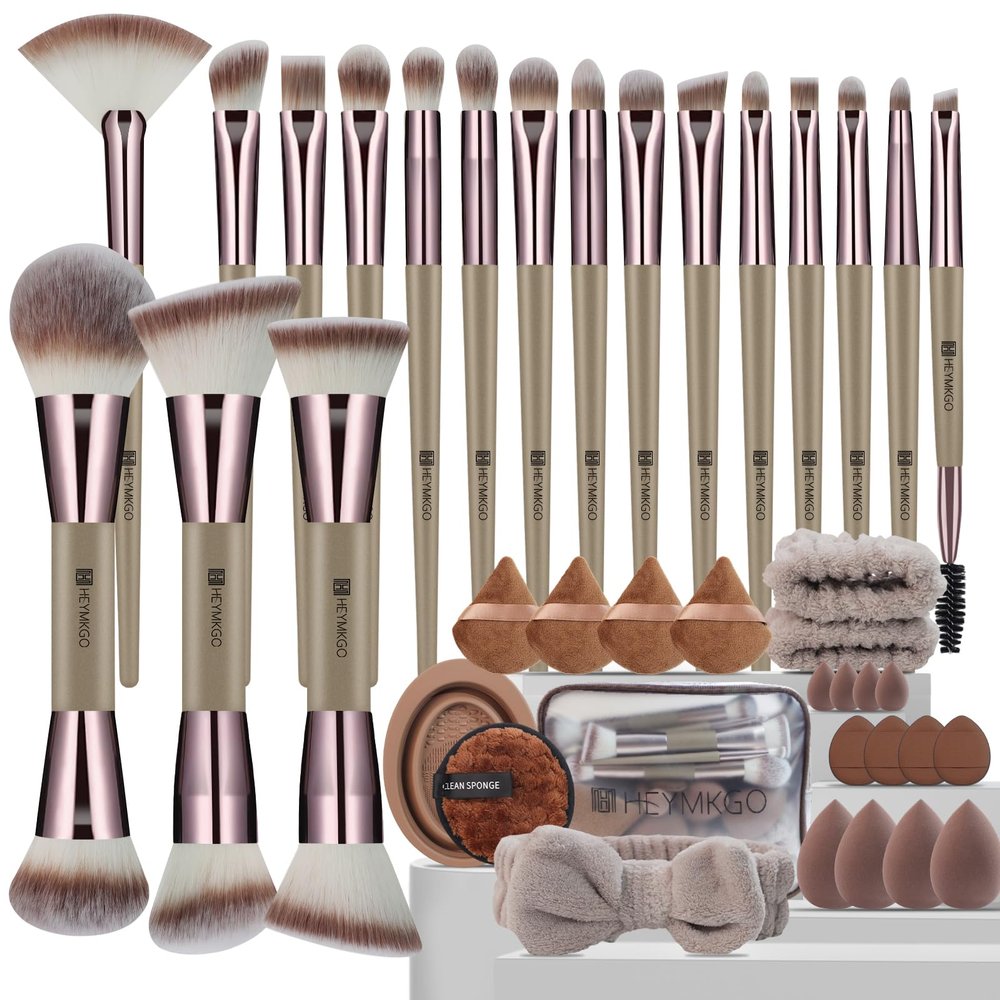 HEYMKGO 40-Piece Makeup Brush Set with Double-Sided Brushes