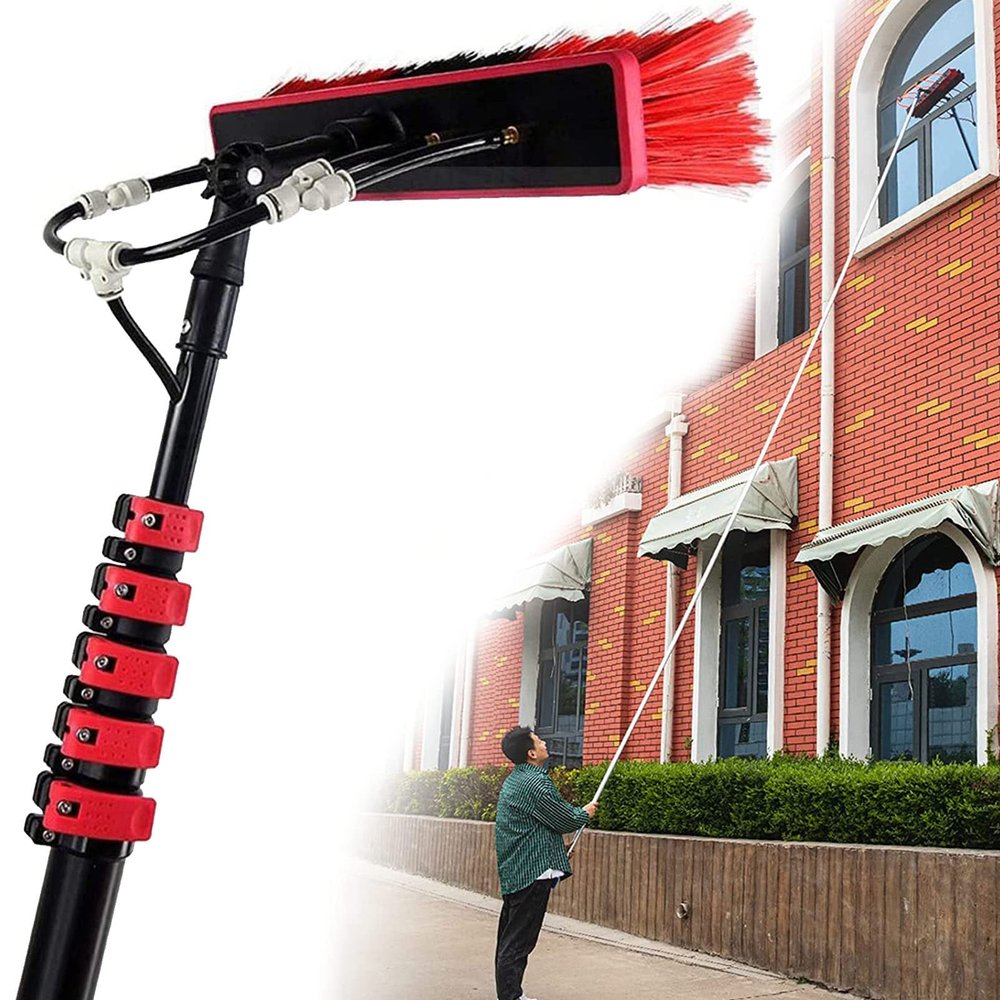 Extendable Water-Fed Pole Set with Window Brush and Spray Disc