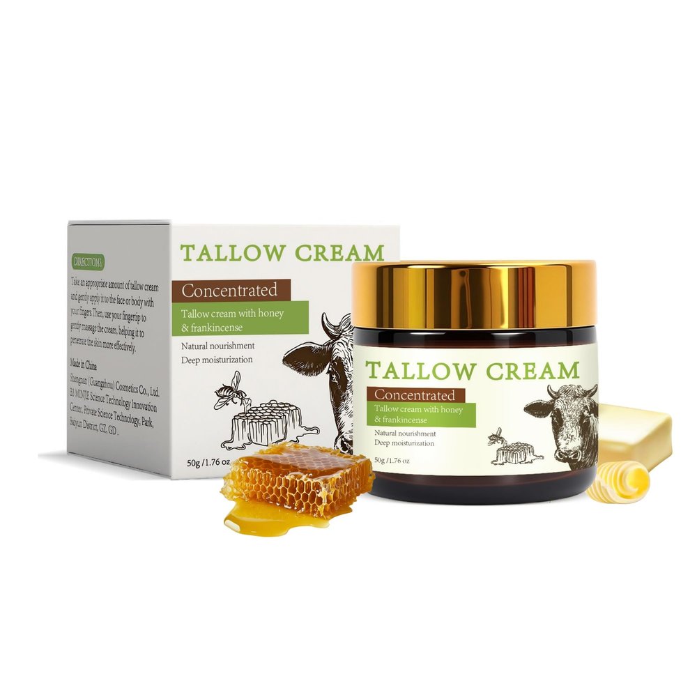Beef Tallow Cream with Natural Honey & Beeswax for Face and Body
