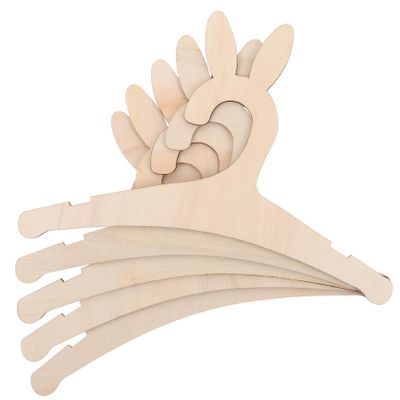 Cabilock 5-Piece Wooden Children's Hangers with Bunny Ears, Space-Saving Storage for Boys and Girls