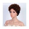 Short Pixie Cut Curly Bob 100% Human Hair Wig for Women, Brazilian Remy Hair, Full Machine-Made Afro Curly Wig, Adds Hair Volume (Ombre Brown) view 1