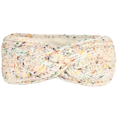 WANYI Women's Winter Bow Knit Headband, Braided Plush Ear Warmer, White