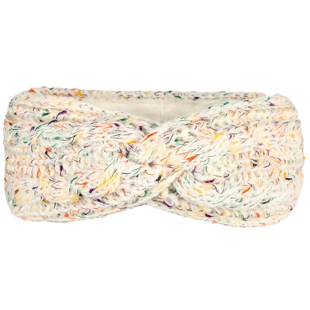 WANYI Women's Winter Bow Knit Headband, Braided Plush Ear Warmer, White