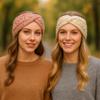 WANYI Women's Winter Bow Knit Headband, Braided Plush Ear Warmer, White view 4