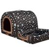 2-in-1 Foldable Indoor Dog Cave Bed, Non-Slip, with Plush Mat, 57 x 44 x 39 cm view 1