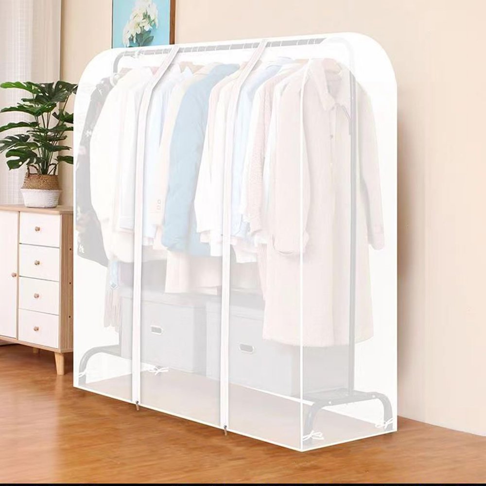 Transparent Dustproof Clothes Rack Cover with Double Zipper, 180 x 75 x 150 cm