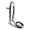 predolo Horse Bridle with Reins, PVC, Stainless Steel Ring, Adjustable, L, Black view 1