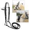 predolo Horse Bridle with Reins, PVC, Stainless Steel Ring, Adjustable, L, Black view 4