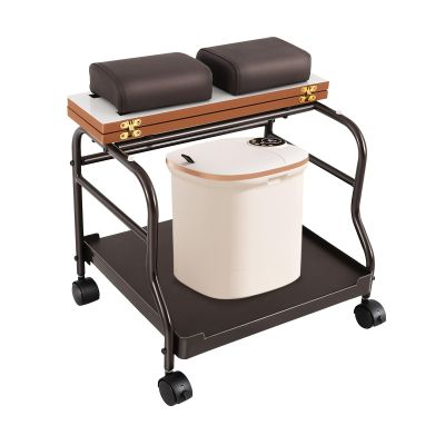 Foot Spa Cart, Mobile Pedicure Chair with 4 Quiet Casters and Brakes, 39.7 lb Capacity, Coffee Brown