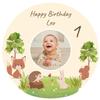 Edible Cake Topper with Custom Photo and Text – Birthday Forest Animals (18 cm, Fondant) view 1