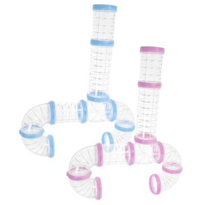 Transparent Hamster Tubes for Small Pets, DIY Connectable, 2-Piece Set