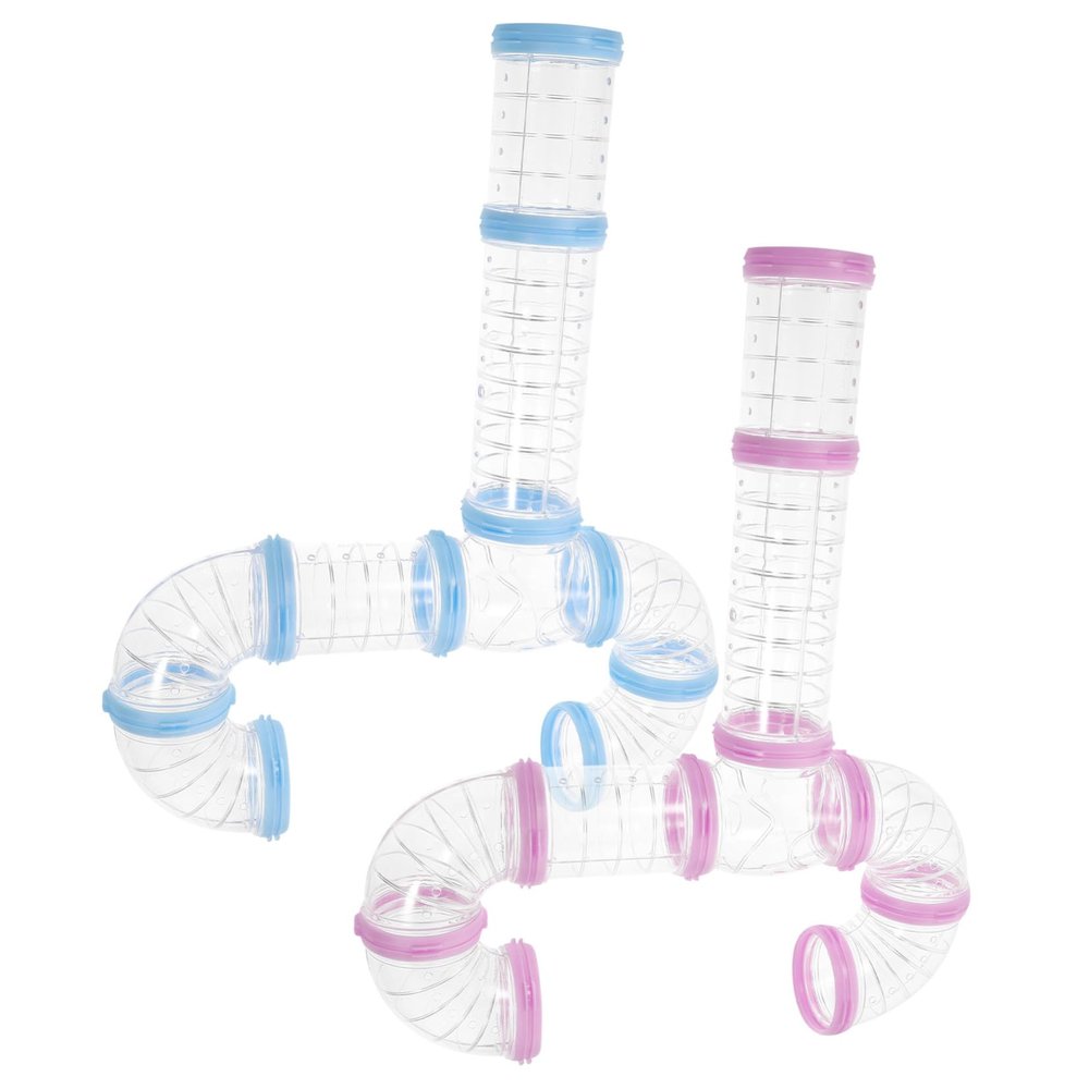 Transparent Hamster Tubes for Small Pets, DIY Connectable, 2-Piece Set