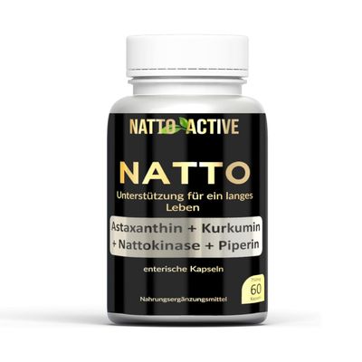 NattoActive High-Dose Nattokinase Organic Natto with Astaxanthin, 60 Capsules