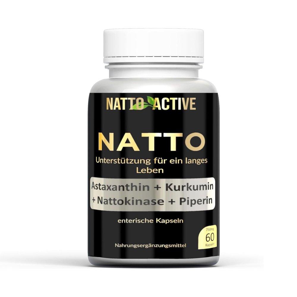 NattoActive High-Dose Nattokinase Organic Natto with Astaxanthin, 60 Capsules